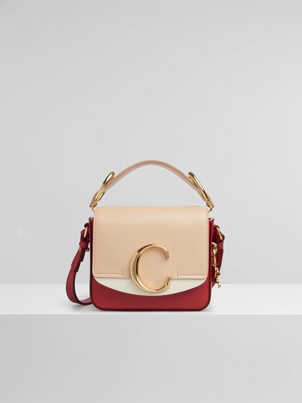 Mini Bolsos Mujer Chloé C Rojas Rosas Suede PODE83546